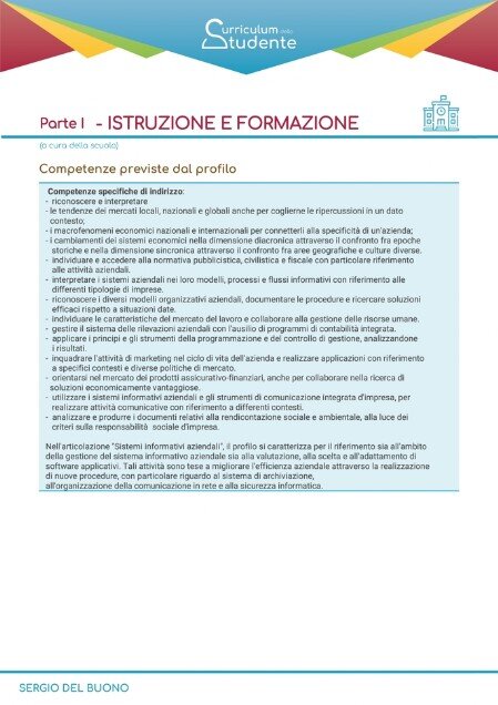 Esempio di un curriculum dello Studente 06