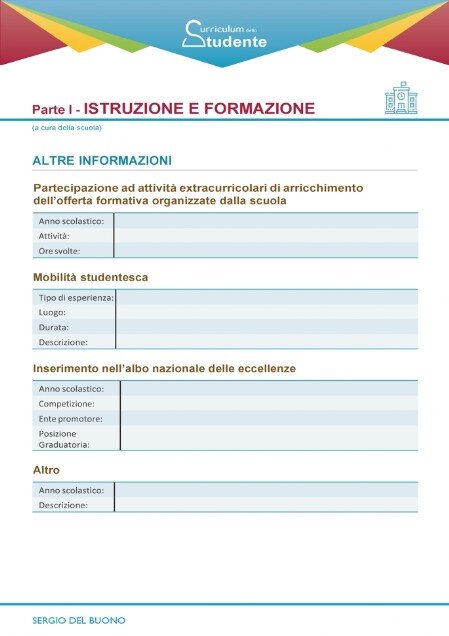 Esempio di un curriculum dello Studente 07